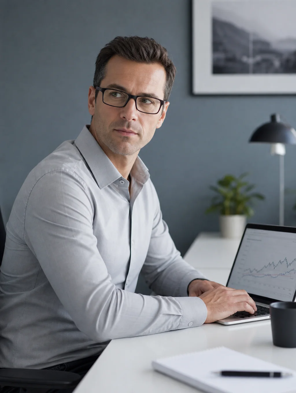 Portrait of Marcus, a professional finding balance in his office